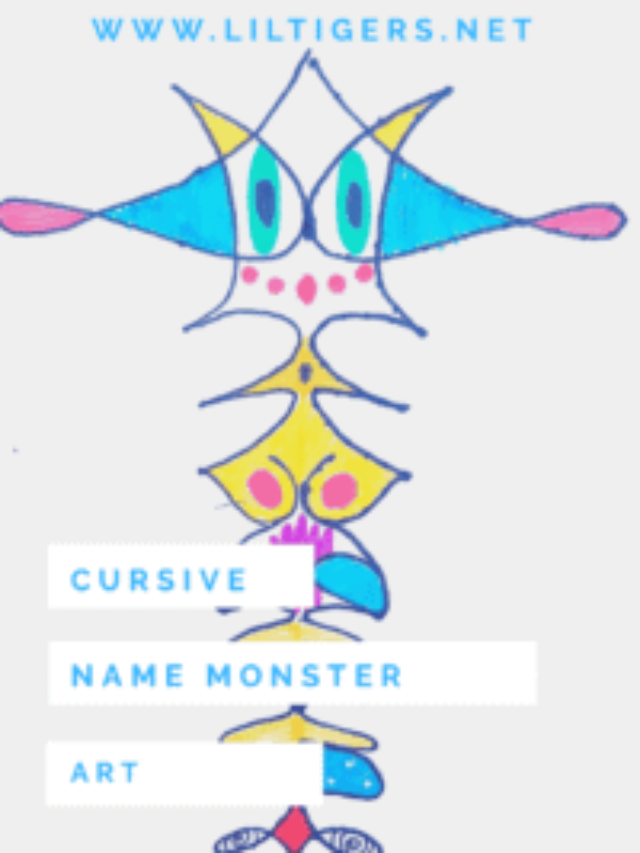 Cursive Name Monster Art Project