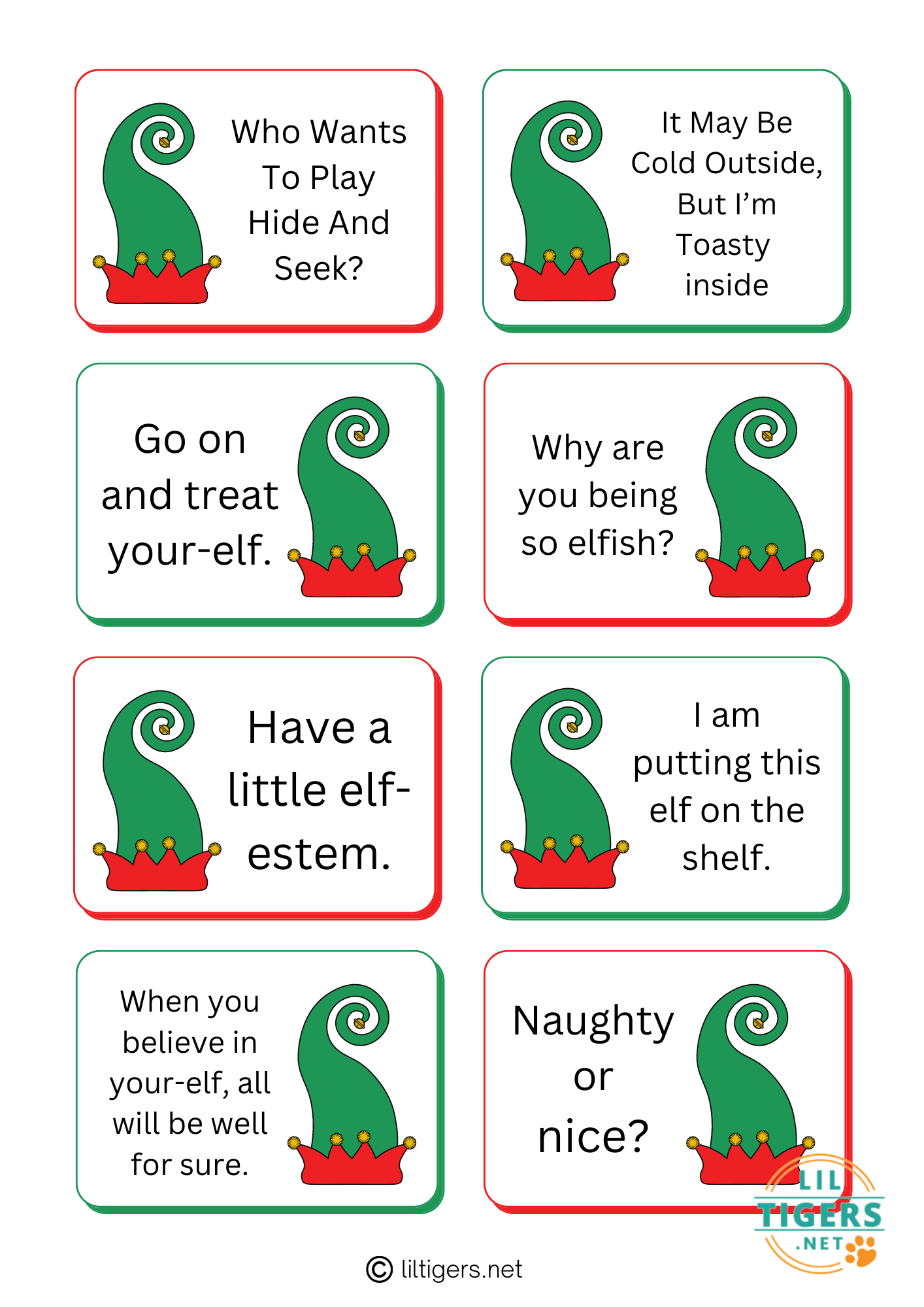 free printable Elf on the Shelf cards with Quotes