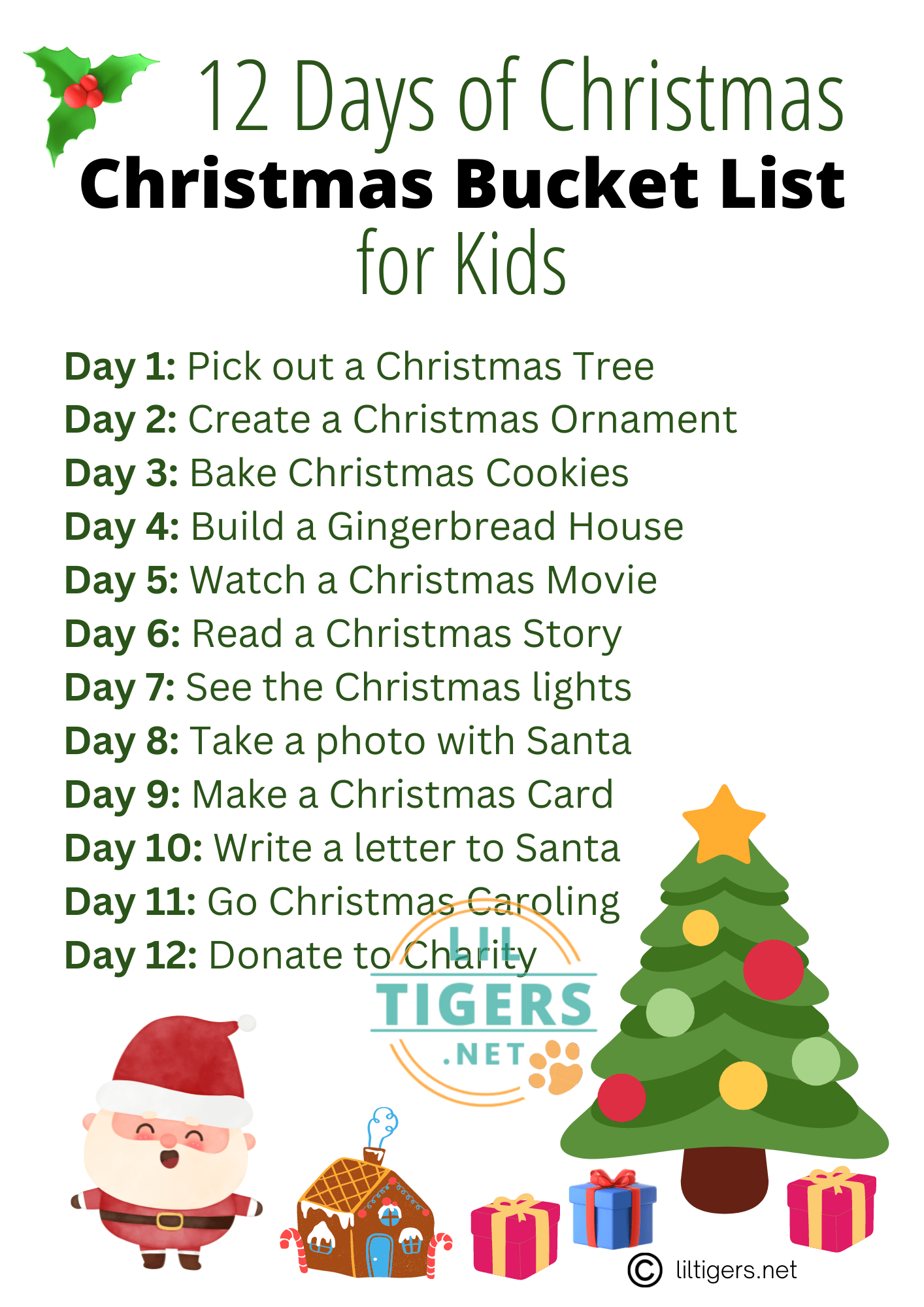 free printable 12 days of christmas activities for kids bucket list