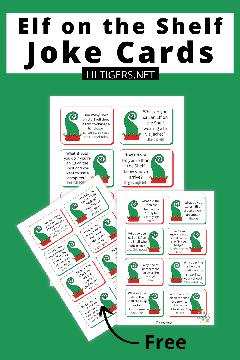 free printable elf on the shelf joke cards