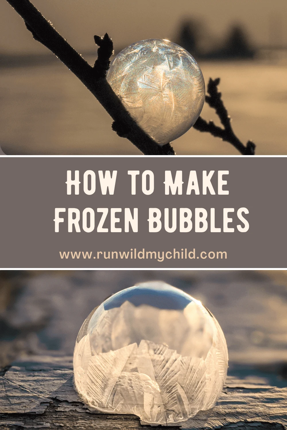 kindergarten outdoor winter activity for kids: frozen bubbles