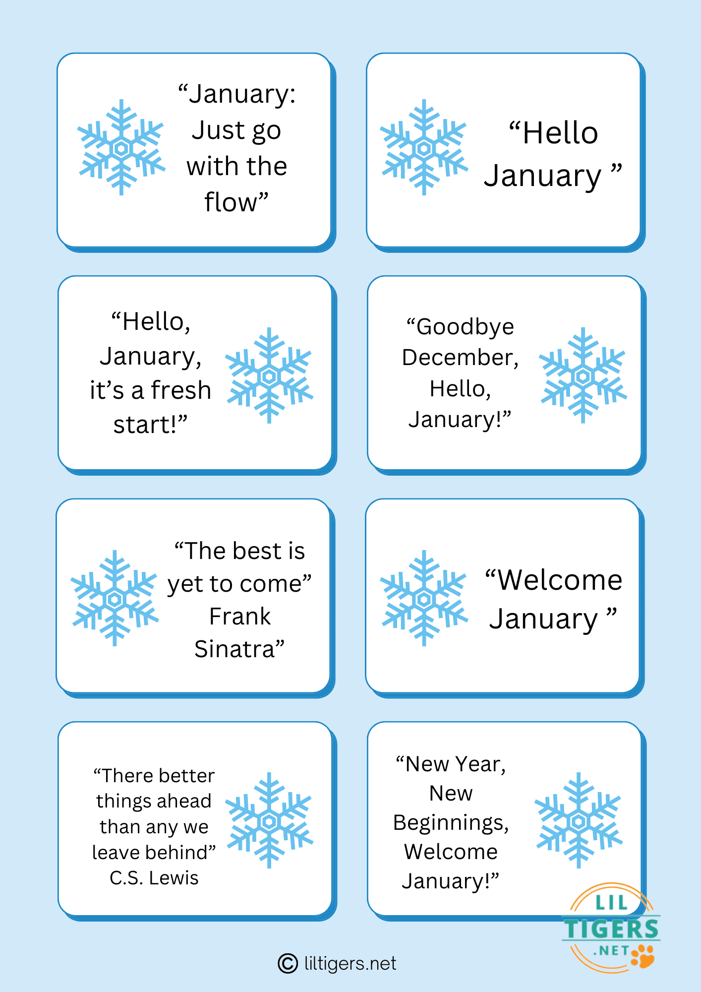 free printable hello january quotes