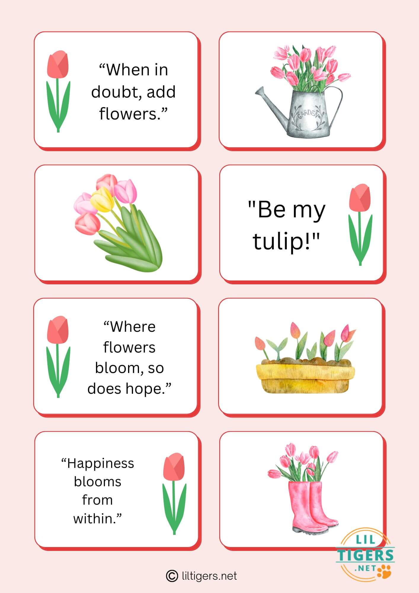free printable tulip lunch notes