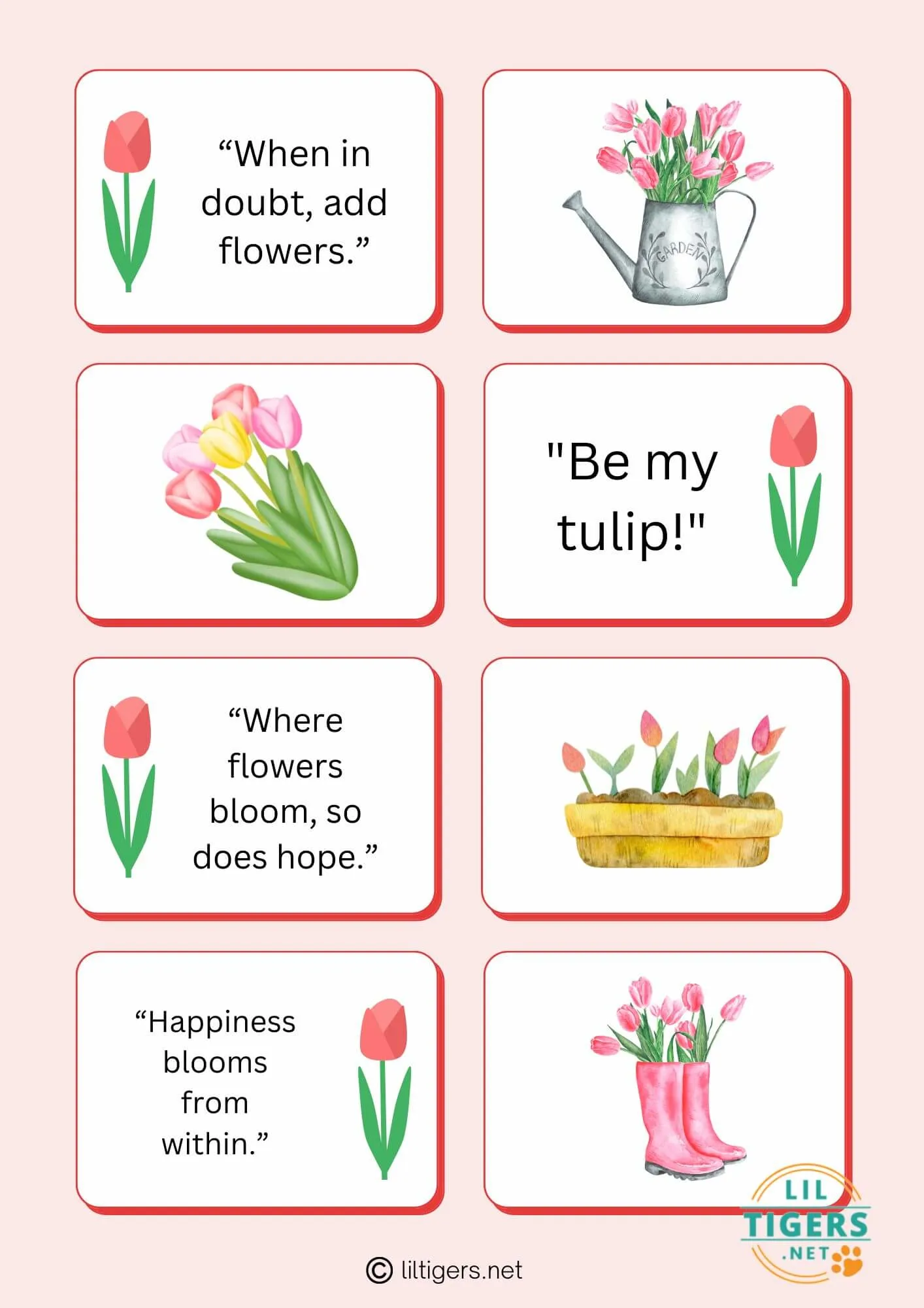 free printable tulip lunch notes