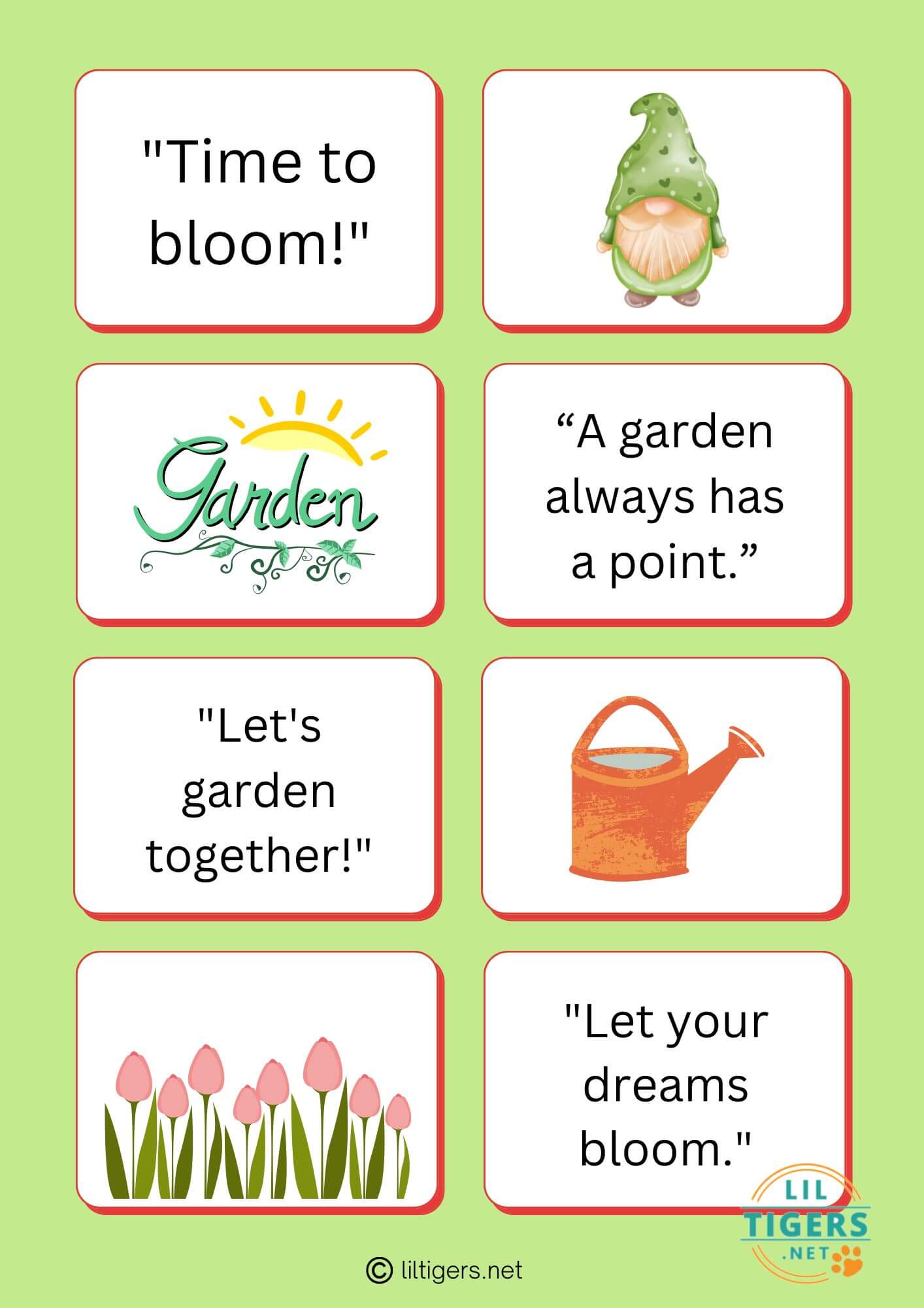 Printable Gardening Lunch Notes