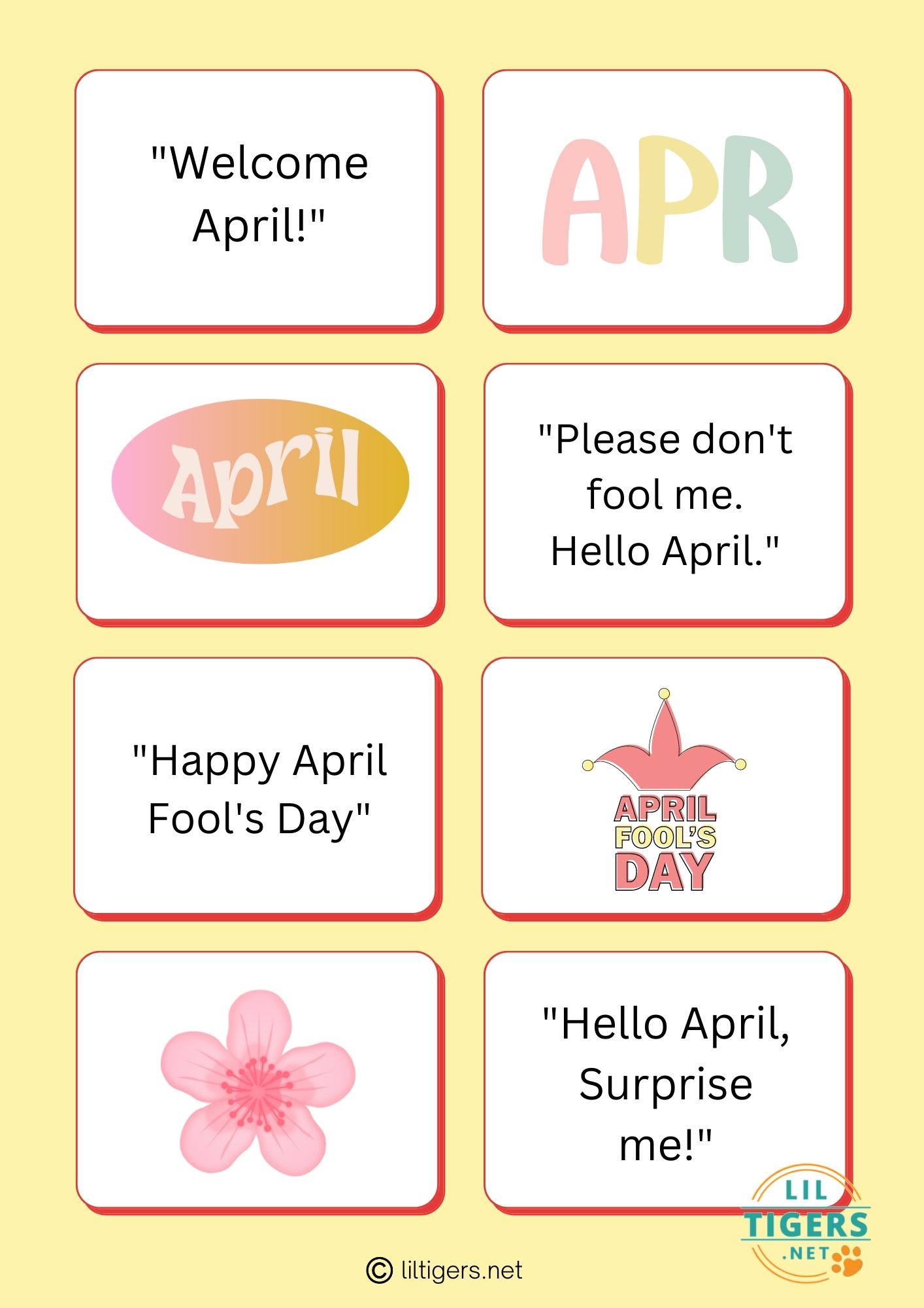 Free Printable April Lunch Notes