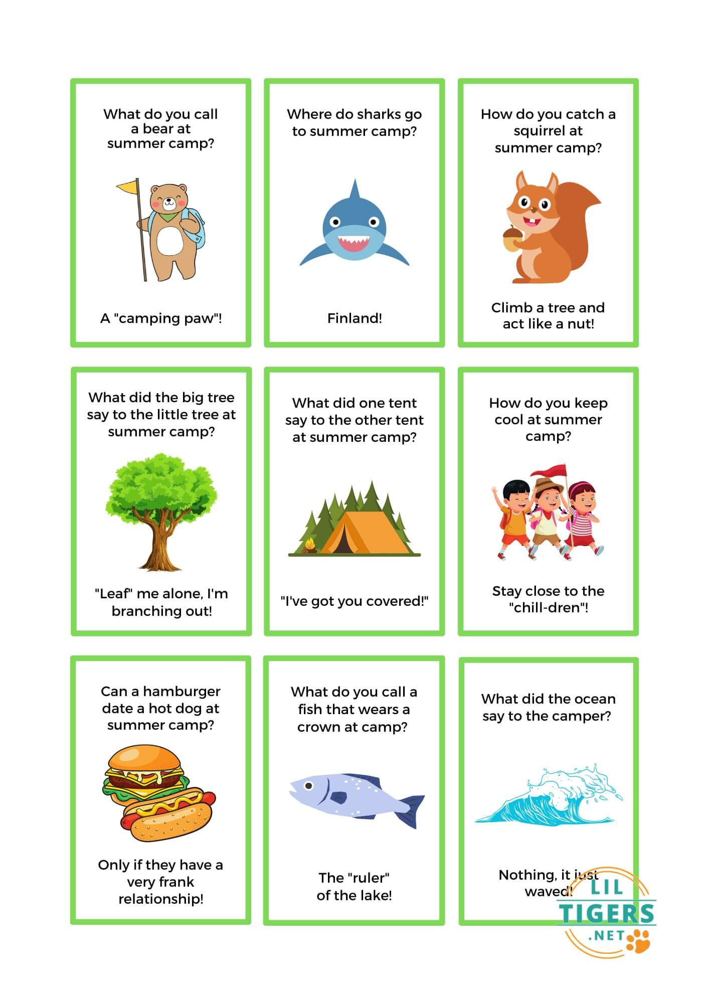 free printable summer camp jokes for kids