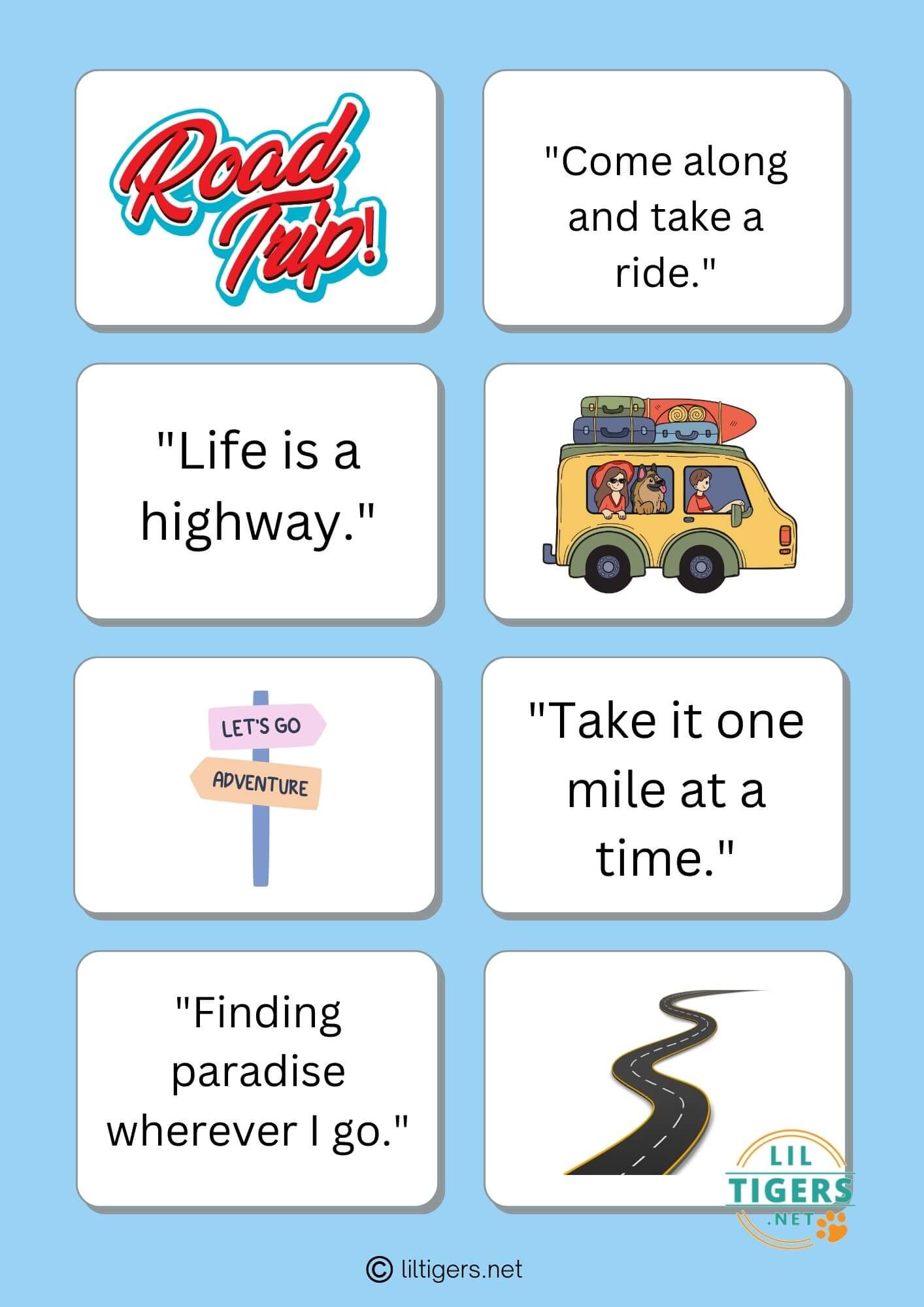 Free Printable Road Trip Quotes for Kids