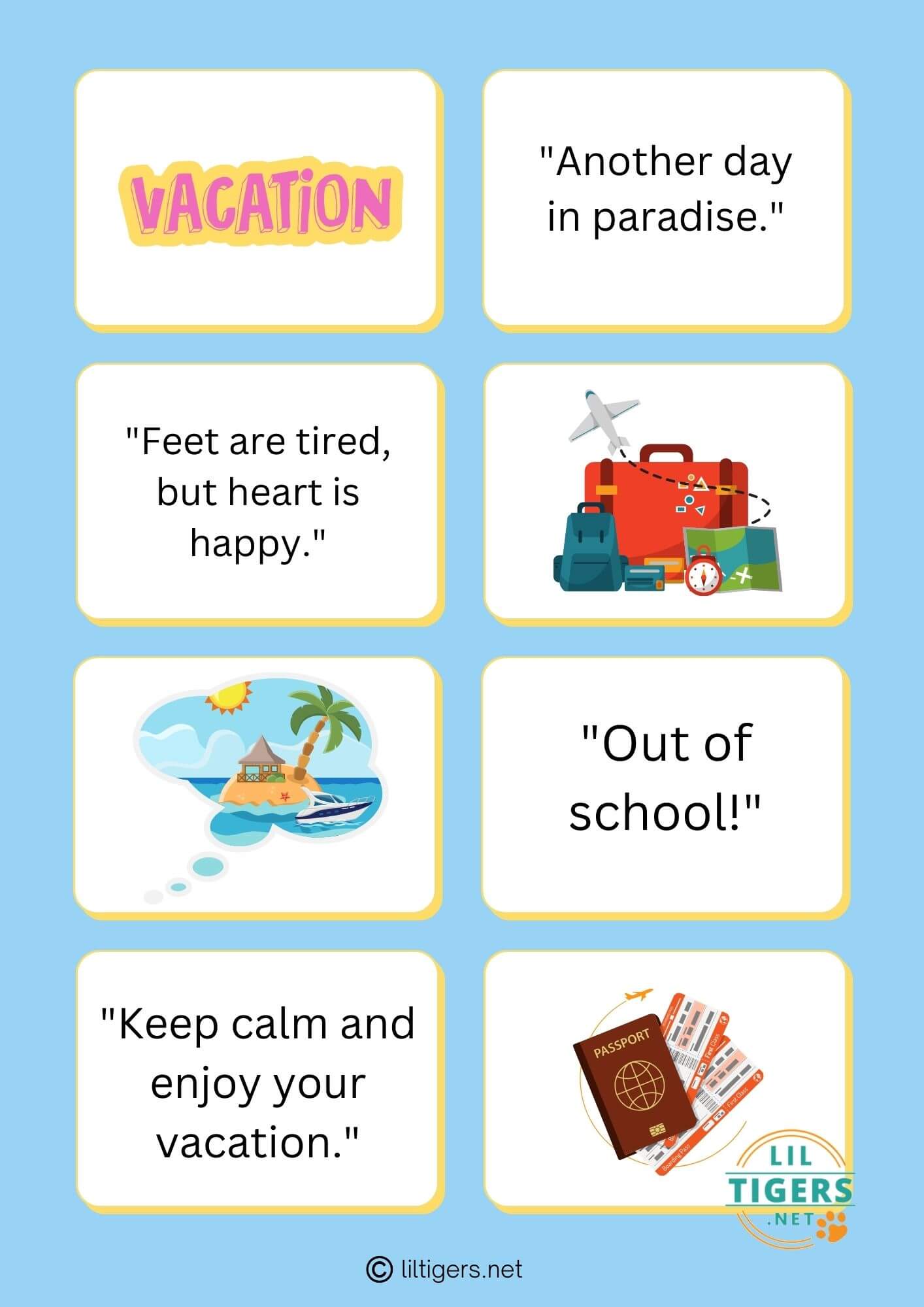 Free Printable Vacation Sayings for Kids