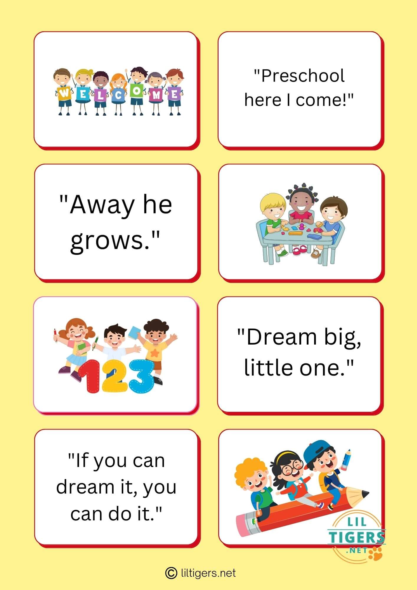 free printable first day of preschool quotes