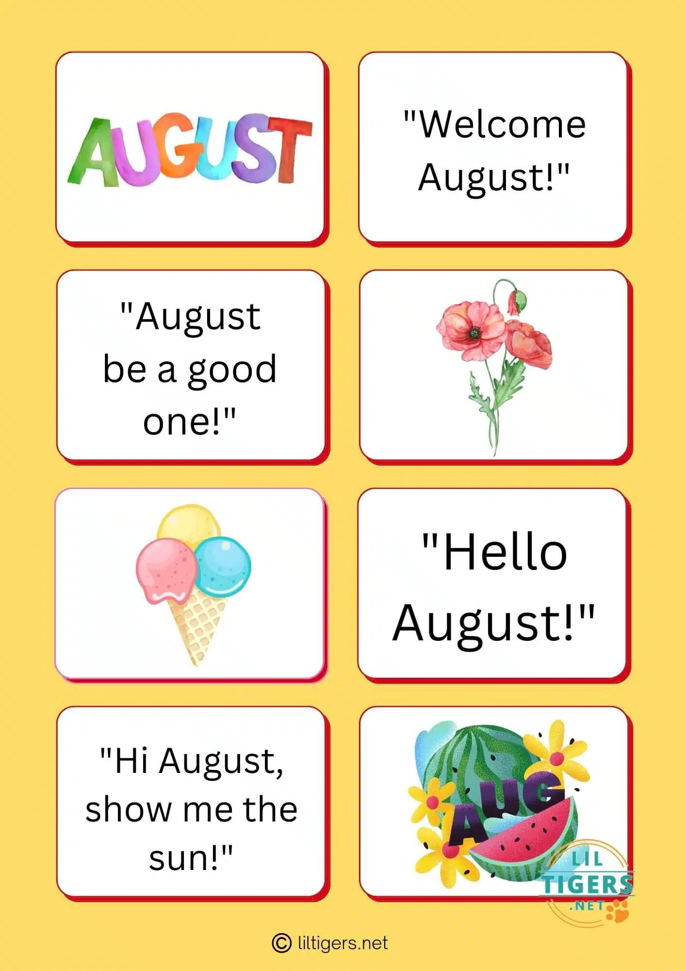 free printable hello august quotes