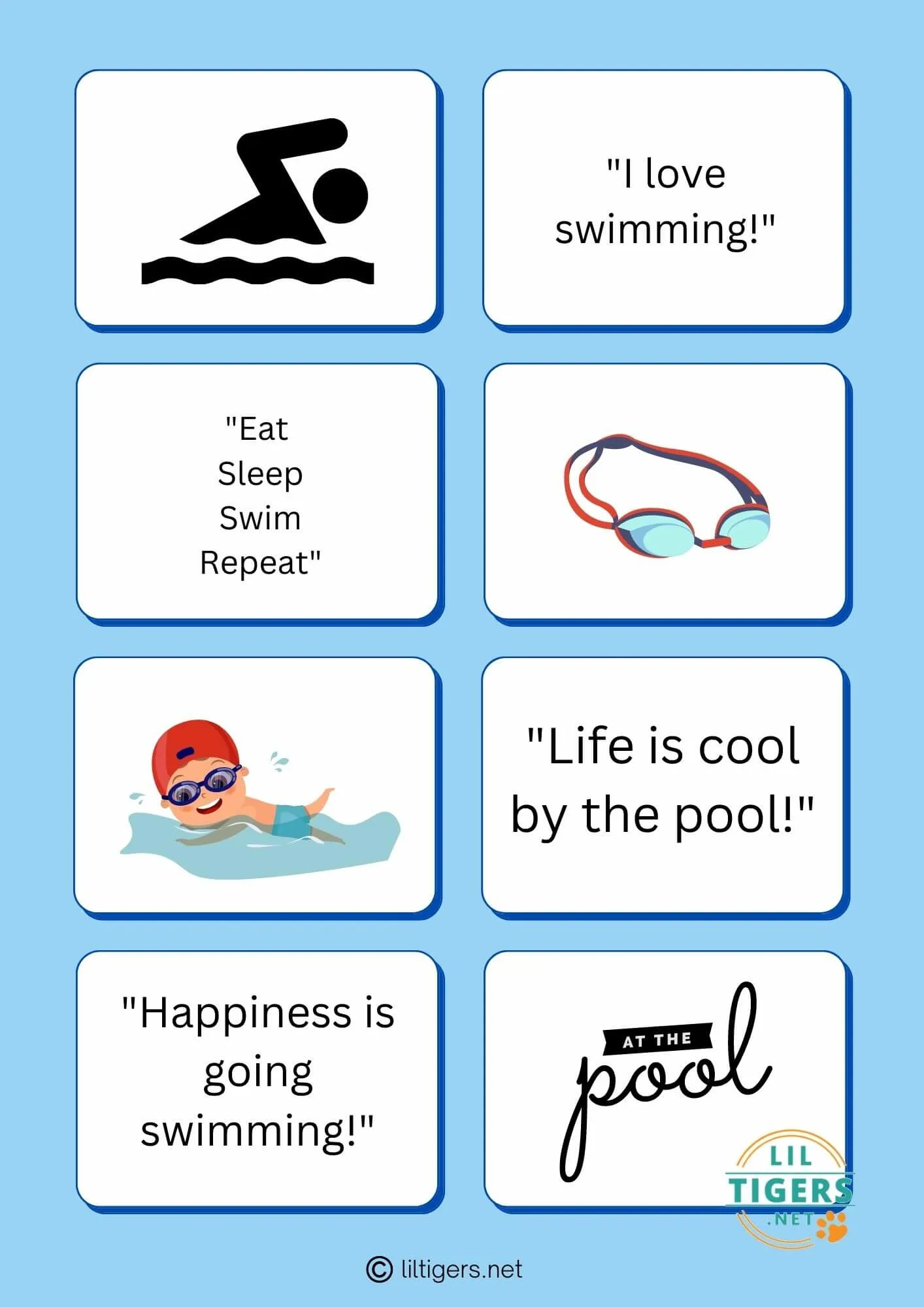 free printable swimming sayings for kids