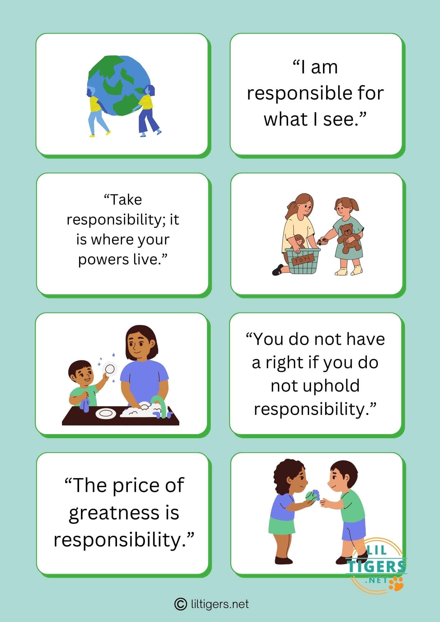 Free Printable Responsibility Sayings for Kids