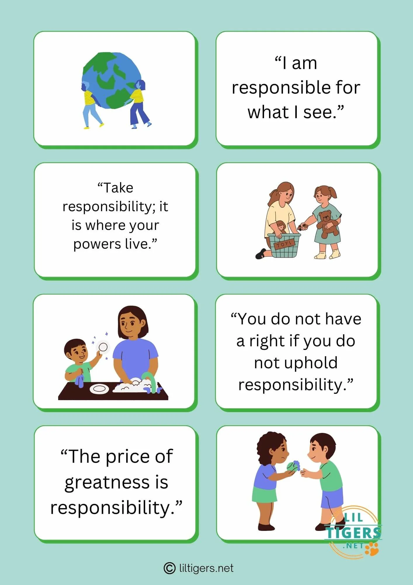 Free Printable Responsibility Sayings for Kids