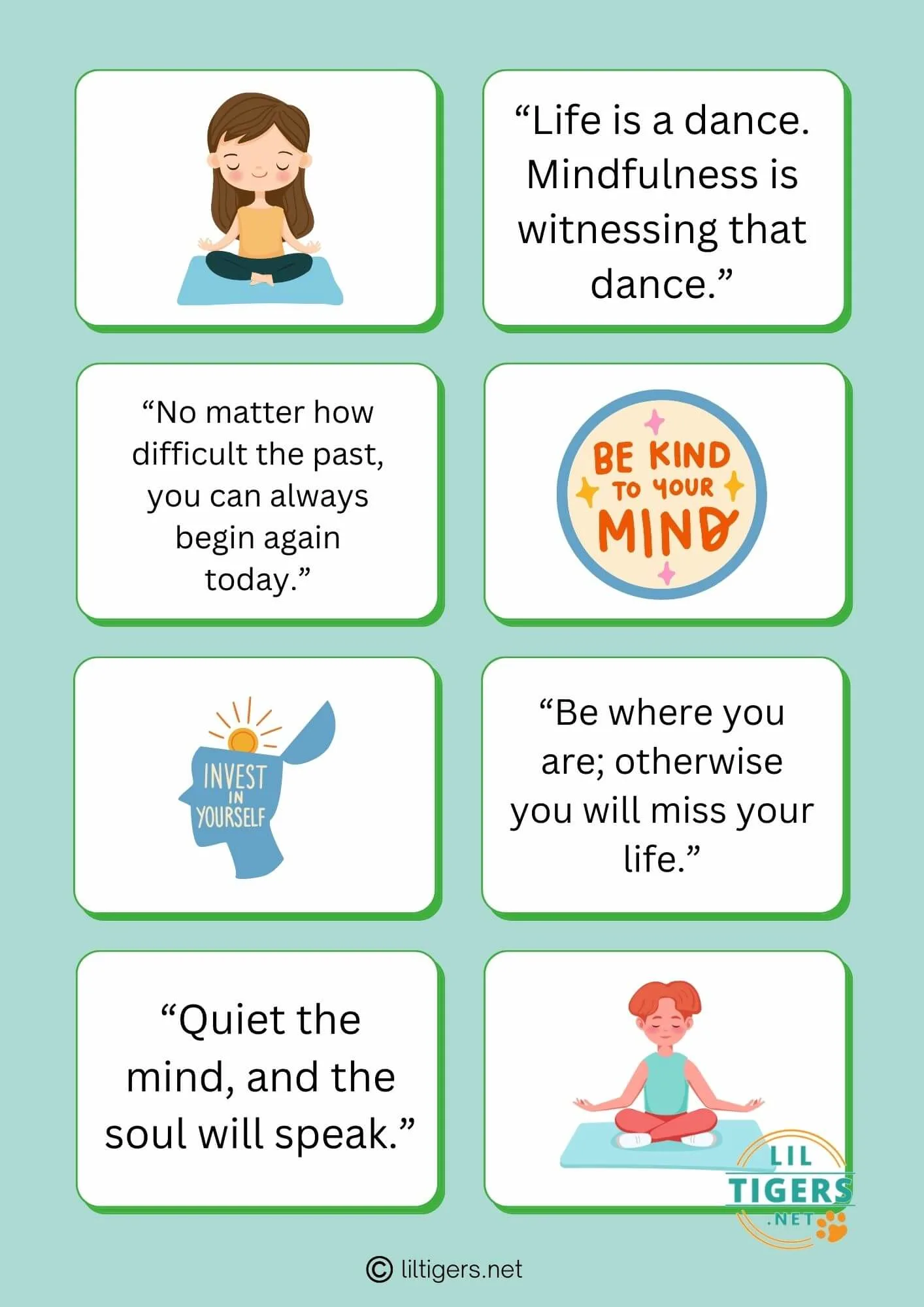 Free Printable Mindfulness Sayings for Kids